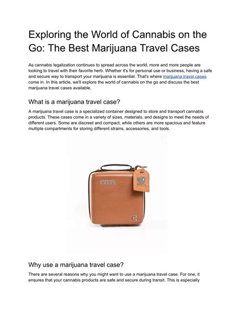 Traveling The World With Legal Cannabis: Fascinating Case Of 